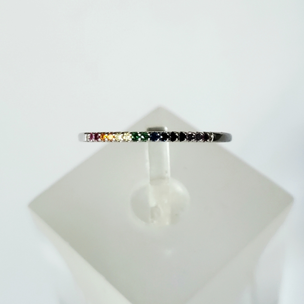 Sterling Pave Rainbow Band - Picture 3 of 8